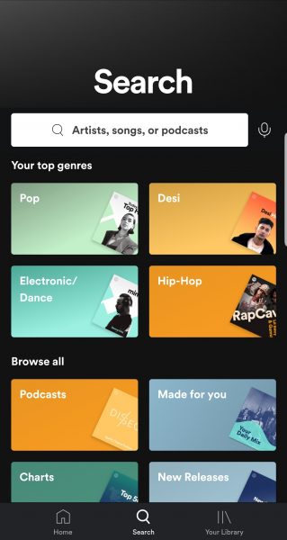 Spotify Premium apk'de arama işlevi